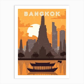 Bangkok, Thailand — Retro travel minimalist poster Art Print