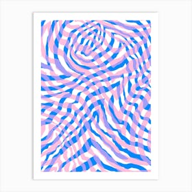 Op Art Checkerboard - Pink Blue Art Print