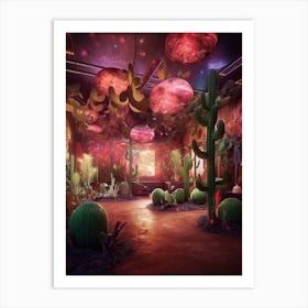 Cacti Room With Disco Balls 3 Art Print