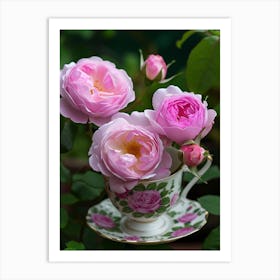 English Roses Painting Rose In A Teacup 2 Art Print