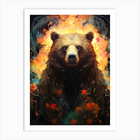 Bear In Flames Art Print