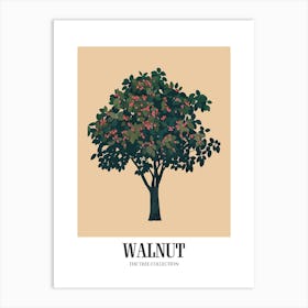 Walnut Tree Colourful Illustration 3 Poster Art Print