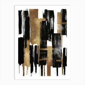 Gold And Black Abstract Canvas Art Art Print