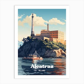 Alcatraz Island San Francisco USA Travel Illustration Art Print