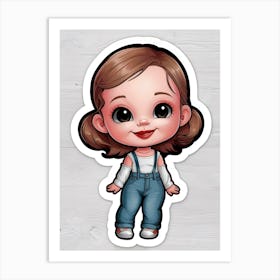 Cute Girl Sticker Art Print