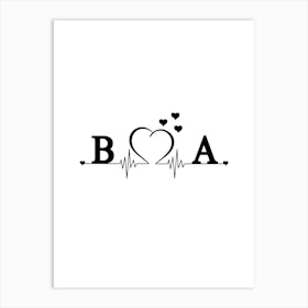 Personalized Couple Name Initial B And A Monogram Art Print