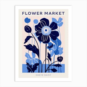 Blue Flower Market Poster Oxeye Daisy 2 Art Print
