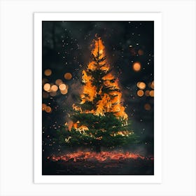 Christmas Tree On Fire Art Print