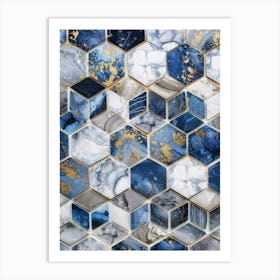 Blue And Gold Mosaic Tile 1 Art Print