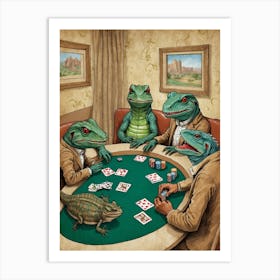 Lizards Playing Poker Art Print