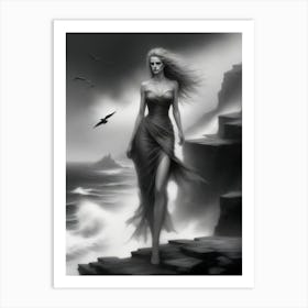 Mermaid By Person Art Print