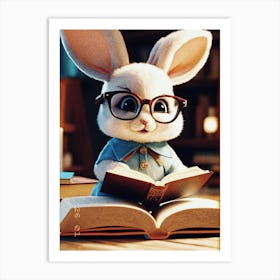 Rabbit Reading A Book Art Print