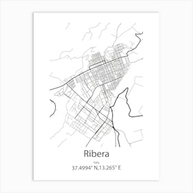 Ribera,Italy Minimalist Map Art Print