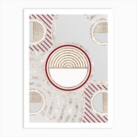 Geometric Abstract Glyph in Festive Gold Silver and Red n.0068 Art Print