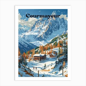 Courmayeur Italy Snowy Art Illustration Art Print