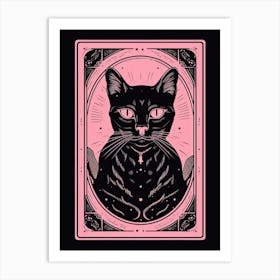 Death Tarot Card, Black Cat In Pink 3 Art Print