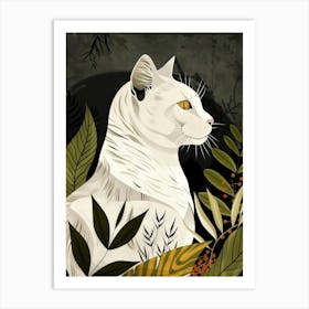 White Cat In The Forest 5 Art Print