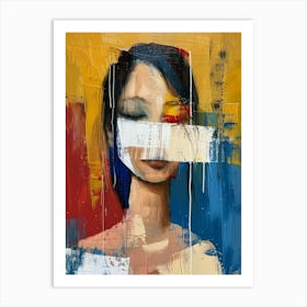 Woman With A Face Art Print