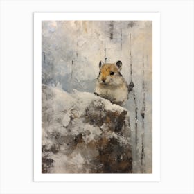 Vintage Winter Animal Painting Pika 2 Art Print