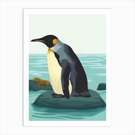 Emperor Penguin Sea Lion Island Minimalist Illustration 2 Art Print