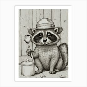 Raccoon In Hat 1 Art Print