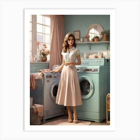 Woman In A Washing Machine Art Print