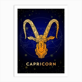 Capricorn — Zodiac golden sign Art Print