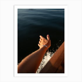 Hand Reaching Out Of Water Art Print