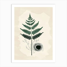 Birds Nest Fern Plant Minimalist Illustration 2 Art Print