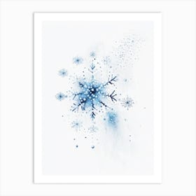 Diamond Dust, Snowflakes, Minimalist Watercolour 2 Art Print