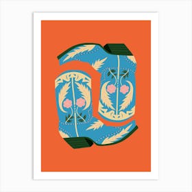 Fancy Boots In Blue And Orange Art Print