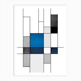 Blue Grey Mondrian No 464 Art Print