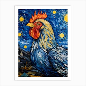 Rooster Portrait, Vincent Van Gogh Inspired Art Print