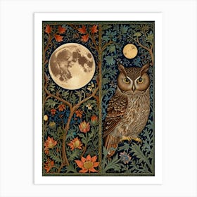 William Morris Owl And Moon Art Print