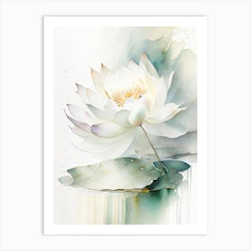 White Lotus Storybook Watercolour 3 Art Print