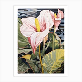 Flamingo Flower 3 Flower Painting Art Print