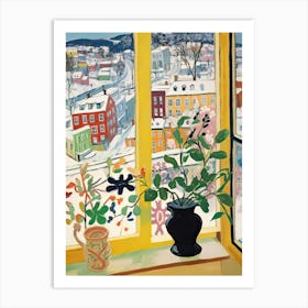 The Windowsill Of Bergen   Norway Snow Inspired By Matisse 2 Art Print