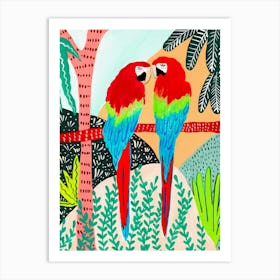 Twin Tropical Macaws Art Print