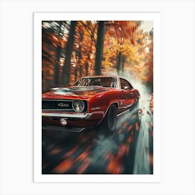 Muscle Car In Autumn Art Print