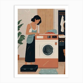 Illustration Of A Woman Doing Laundry 2 Art Print