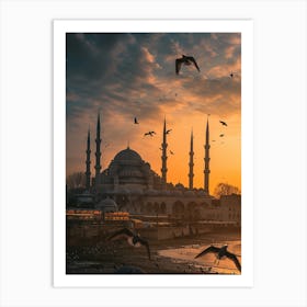 Sunset In Istanbul Art Print