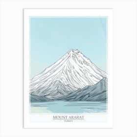 Mount Ararat Turkey Color Line Drawing 8 Poster Art Print