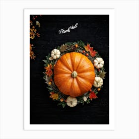 A Digital Render Of A Thanksgiving Themed Art Design Capturing An Overhead View Of A Large Round Pu Art Print