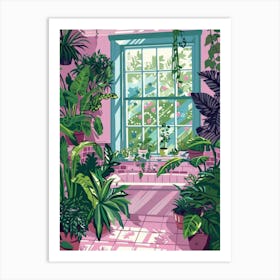 Pink Room With Plants Art Print