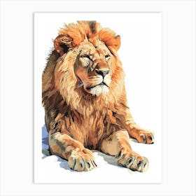 Barbary Lion Resting In The Sun Clipart 2 Art Print