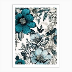 Blue Flowers  flora nature flowers Art Print