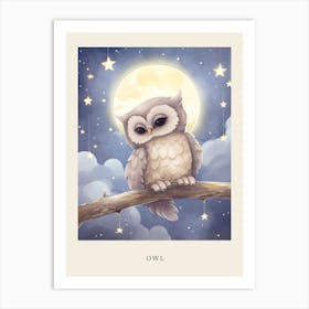 Sleeping Baby Owl Nursery Poster Art Print