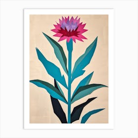 Cut Out Style Flower Art Cornflower 1 Art Print