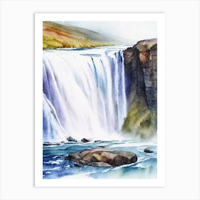 Goðafoss, Iceland Water Colour  Art Print