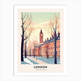 Vintage Winter Travel Poster London United Kingdom 4 Art Print